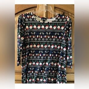 Dress Works black red green Christmas Santa snowman dress size L